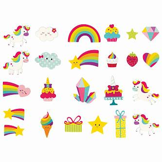Наклейки из EVA "Единорог и радуга", 24 шт, асс