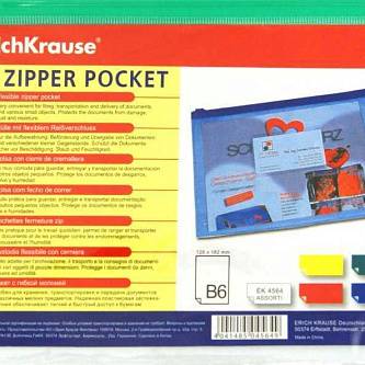 Пакет на гиб. молн. EK B6 прозрачный (цвет молнии в асс.)