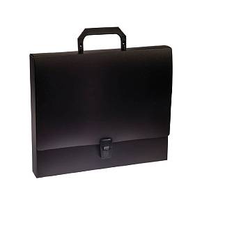 Папка-портфель 1 отделение СТАММ А4, 600мкм, на замке, черный