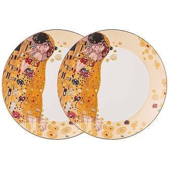 Набор тарелок 2 пр"Поцелуй"(Г. Климт)20,5 см,кремовый,серый