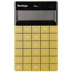 Калькулятор настольный "Berlingo" 12 раз, двойное питание, золото, фото №1
