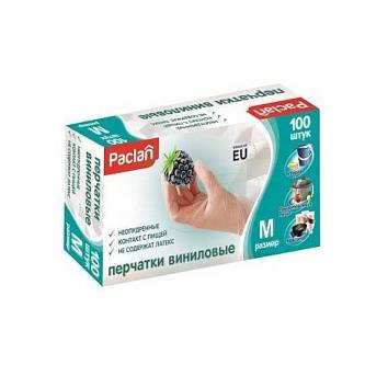 Перчатки виниловые Paclan M, 100шт.