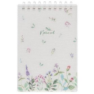 Блокнот А6 80л "NATURAL FLOWERS" пласт обл. спираль