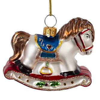 Украшение новогоднее "Лошадка", L7 W3 H6 см стекло