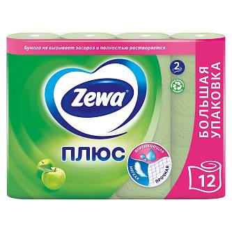 Туалетная бумага Zewa Плюс Яблоко, 2 сл, 12 рул