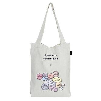 Шоппер LOREX COTTON DEPRESSION SMILE 38x44x6см,расшир.дно,белый