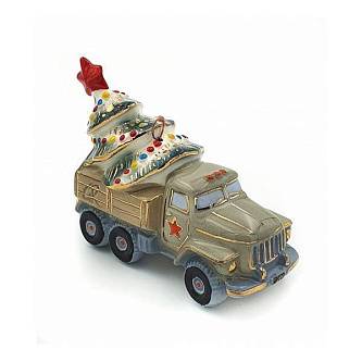 Игрушка фарфор "Грузовик с елкой"