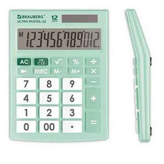Калькулятор BRAUBERG 12 разр ULTRA PASTEL-12-LG мятный