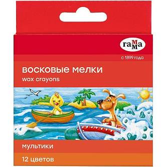 Мелки воск Гамма "Мультики" 12цв круг подвес