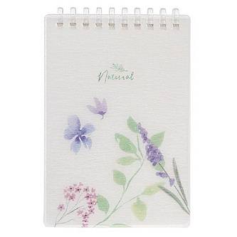 Блокнот А6 80л кл "NATURAL BLUE FLOWERS" пласт обл, спираль