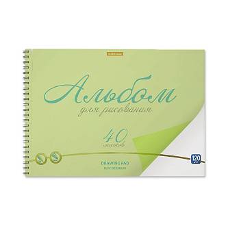 Альбом д/рис А4 40л 120г ЕК гребень пл обложка зелёный