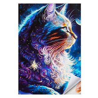 Картина по номерам 40*50см 22цв холст крист хруст Косм кот ФЛЮИД