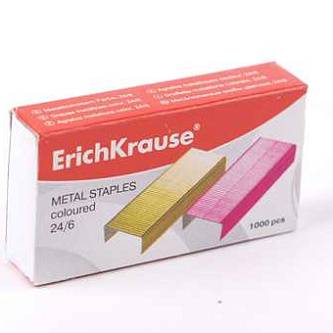 Скобы №24/6 "Еrich Кrause" 1000шт/уп., цветные