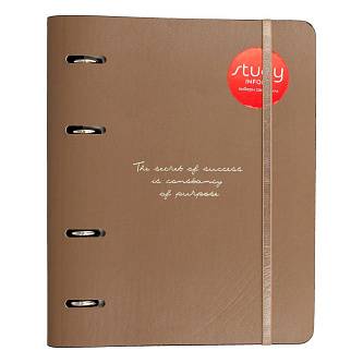 Тетрадь на кольцах 120л "Цитата" какао кожзам