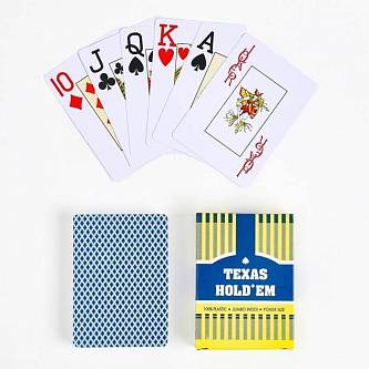 Карты игральные пластик TEXAS, 54 шт, 32 мкм, 9*6.6 см, синяя ру