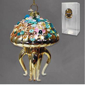 Елочная игрушка Медуза 6,5х6,5х10,5 см, стекло,
