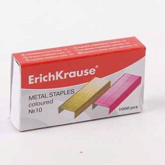 Скобы №10 Erich Krause 1000 шт/уп., цветные