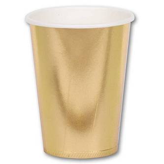 Стакан фольгирован золотой 210мл 6шт