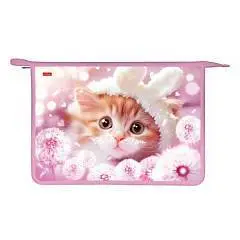 Папка д/труда А4 пластик 2отд молния Мяу-Стори, фото №1