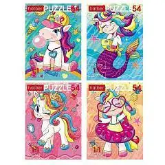 Пазл 54эл А5ф 175*130мм 4 диз  серия -Веселые единорожки-, фото №1