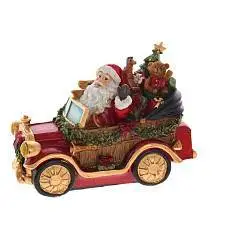 Фигурка декорат"Дед Мороз на машине"с подсветк L25 W12 H16 см, фото №1