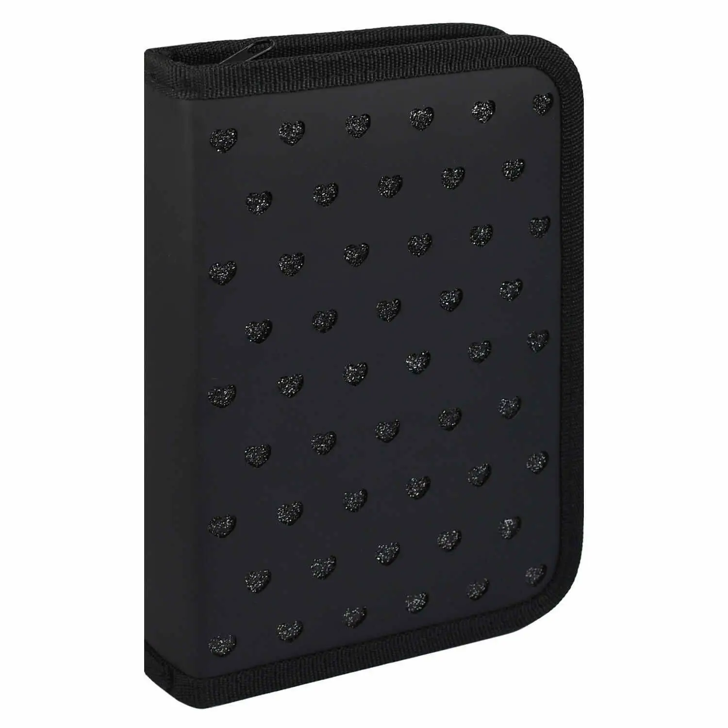 Пенал школьный СЕРДЕЧКИ НА ЧЕРНОМ, без наполн, искусс. кожа, фото №1
