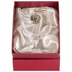 Бокал д/коньяка  "Герб" с двойной золотой обводкой, фото №1