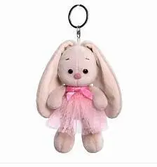 Брелок мягкий Зайка Ми в роз юбке и с бант 14см, фото №1
