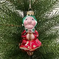 Игрушка елочная стекло "Баба-Яга"  10см, фото №1