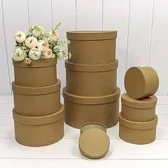 Коробка подарочная "Крафт" круг 15,3*8,7 см 10-4, фото №1