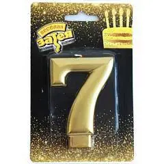 Свеча -цифра "7" Золотая 8cm/V, фото №1