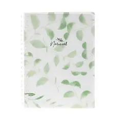 Записная книжка B6 80л пласт обл фольга спираль NATURAL LEAVES, фото №1