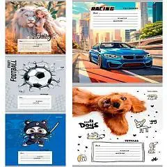 Тетрадь 12л КРУПНАЯ КЛЕТКА "МИКС-5801" цвет.мелов.обл, фото №1