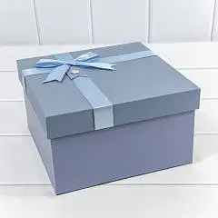 Коробка подарочная "Синяя" с бантом 19*19*10,8 см 3-2, фото №1