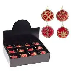 Шар елочный стекло  D 8 см, L35 W25 H8,5 см красн/золото, фото №1