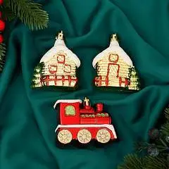 Набор украшений  3 шт "Новогоднее ассорти" красно-золотой, фото №1