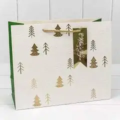 Сумка подарочная "Новый год" тиснение микс 14х35х11см, фото №1