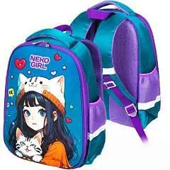 Ранец Attomex Optima NekoGirl 37x28x18см 700г 1отд черн, фото №1
