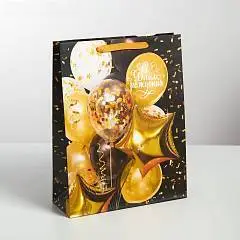 Сумка подарочная «С Днем Рождения» черный 31 ? 40 ? 11,5 см, фото №1