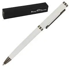 Ручка шариковая "FIRENZE" белый корпус, 1мм, синяя, футляр, фото №1