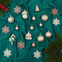 Набор украшений пластик 20 шт "Праздничный" бежевый белый, фото №1