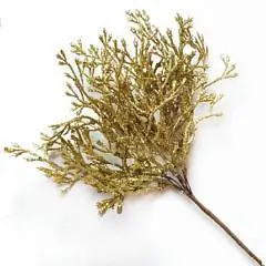 Ветка Туи с глиттером на вставке, H20см, зеленый, фото №1