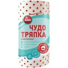 Тряпка д/пола рулон Bagi СУПЕР ПРОЧНАЯ 20*20см 33 шт, фото №1