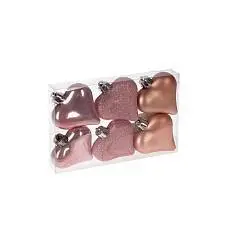 Украшение новогоднее “Сердце” (розовый) 6шт, 6см, фото №1