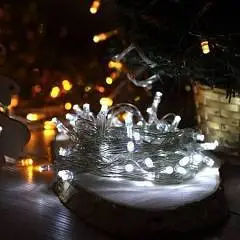 Гирлянда эл. LED-100, 9м, силикон, 8р, белый, фото №1