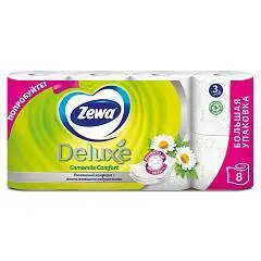 Туалетная бумага Zewa Deluxe Ромашка, 3 сл, 8 рул, фото №1