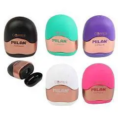 Точилка Milan CAPSULE Copper с контейнером, 1 отв, микс, фото №1