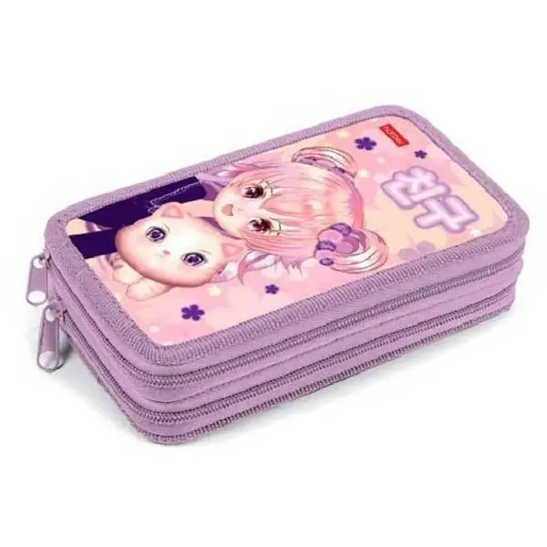 Пенал на 2 отд. Hatber "Аниме с котиком" 190х110мм, глянц.ламинац, фото №1