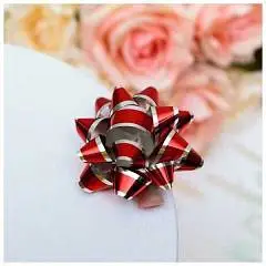 Бант-звезда 3,8 см на липучке с золотой полосой, фото №1