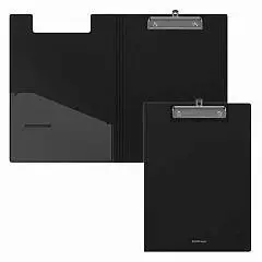 Планшет с зажимом EK Classic, A4, с крышкой, карман, черный, фото №1